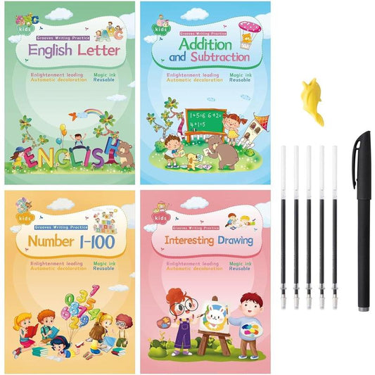 Magic Ink Copybooks for Kids Reusable Handwriting Workbooks for Preschools Grooves Template Design and Handwriting Aid