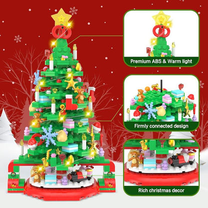 Advent Calendar 2024 Christmas Tree Building Set, 24 Boxes 593 Count Christmas Countdown Calendar Building Blocks with Warm Light, Christmas Gifts for Adults Teens