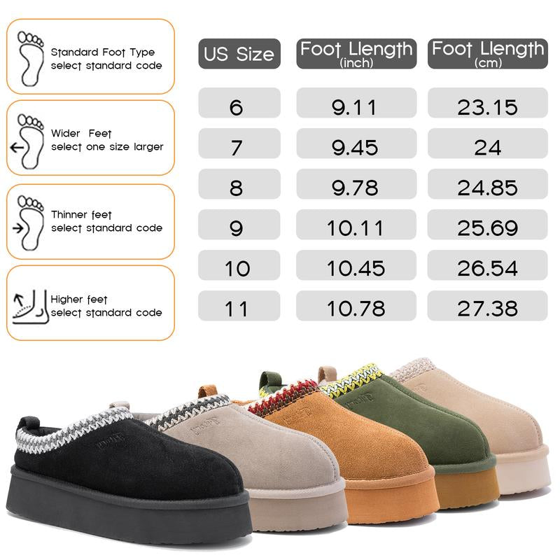 Women’S Platform Slip-No Slippers Suede Platform Fuzzy Cozy Slippers Winter Fluffy Warm Comfy Furry Shoes for Outdoor Indoor House Suede Ankle Boots Size 6-11