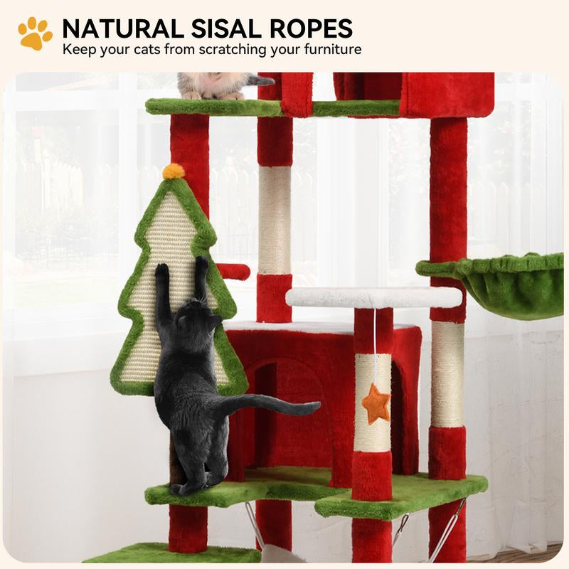 【Fall Deals】Yitahome Tall Cat Tree Tower for Indoor Cats, 75In Multi-Level Cat Climbing Tower with Cat Condos, Top Perches, Hammock, Sisal Scratching Posts and Board, Kittens Play Activity Center, Christmas Decor