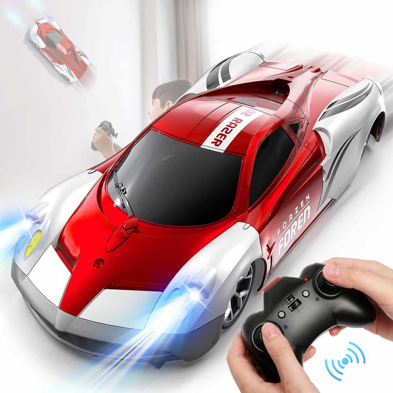 Wall Climbing Car，Electric Remote Toy Racing, with LED Light High-Speed Hobby Toy Vehicle, RC Car Gifts for Age 3 4 5 6 7 8 9 Year Old Boys Girls(Red）